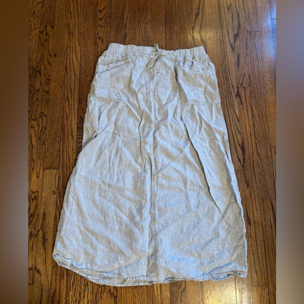 Poetry Linen A-Line Midi Skirt Size 10